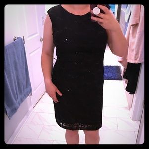 Ralph Lauren Sparkly Black Lace Sheath Dress